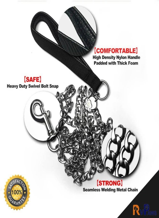 Pups&Pets Heavy Duty Brass Hook Leash Handle Chain 50 Inch Metal Dog Leash, Heavy Duty Chew Proof Pet Leash Chain with Padded Handle for Outdoor Training - Image 5